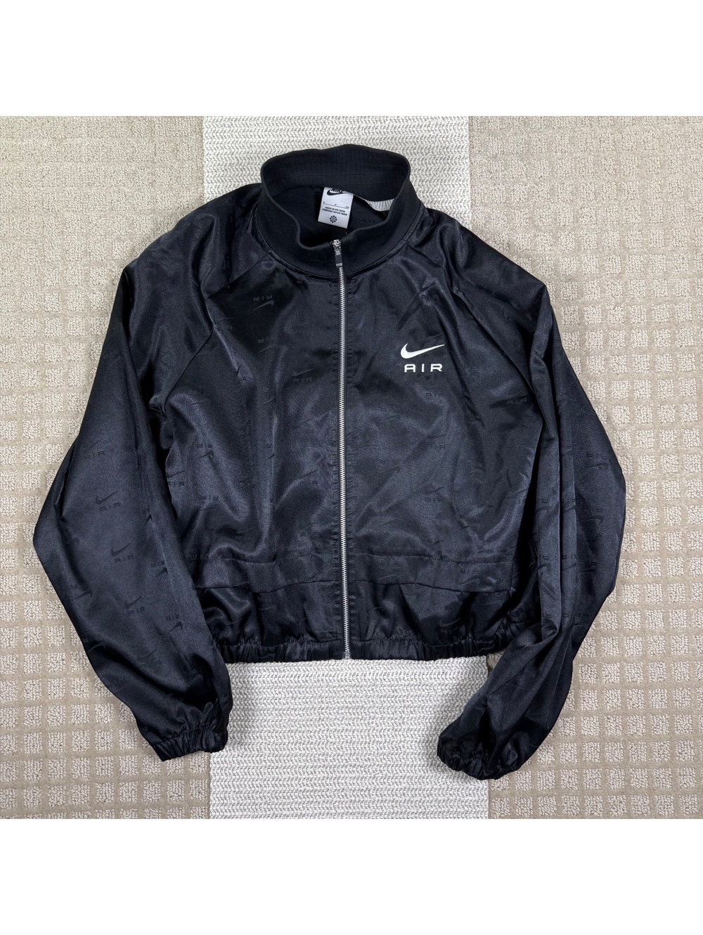 Nike Air Satin Track Jacket Black Cropped Women's S